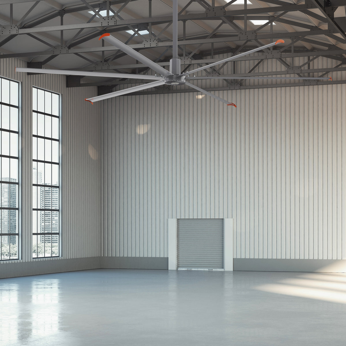 VISBY  20ft 6-Blade 480V Industrial HVLS Fan with Wall Control - Silver