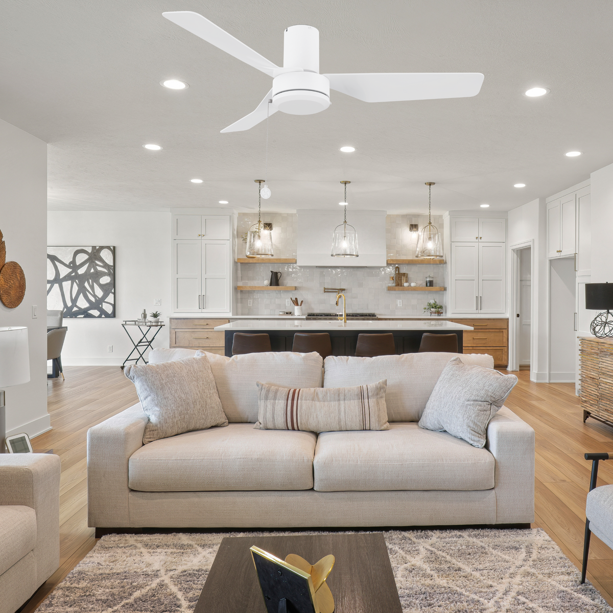 FORMOSA 44 inch 3-Blade Flush Mount Ceiling Fan with Pull Chain