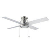 ASCOTT 52 inch 4-Blade Flush Mount Ceiling Fan with LED Light & Pull Chain