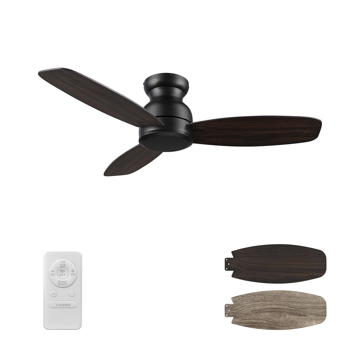 STANLEY 48 inch 3-Blade Flush Mount No Light Ceiling Fan with Remote