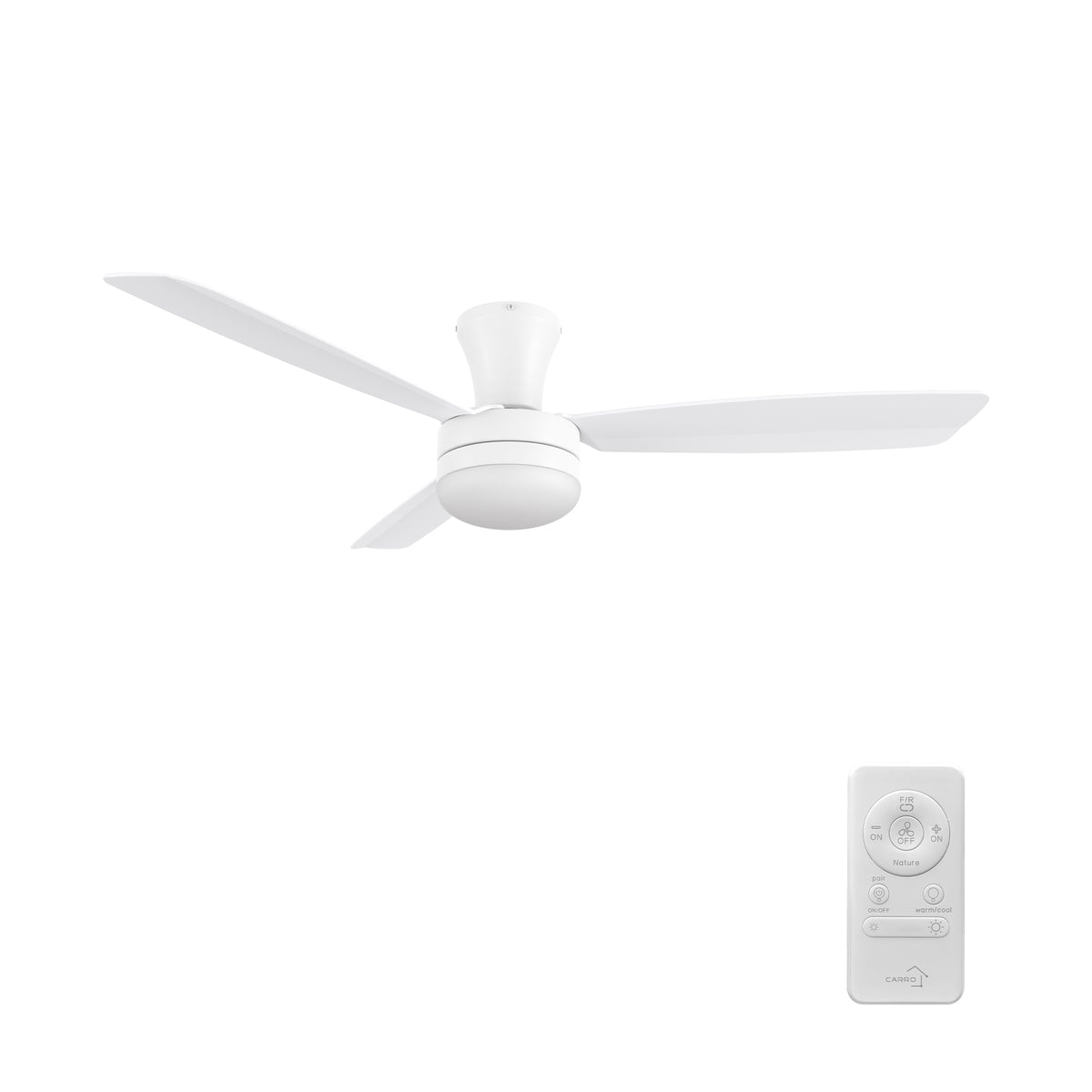 VARA 52 inch 3-Blade Flush Mount Ceiling Fan with LED light & Remote