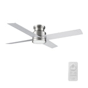 SANTANA 52 inch 4-Blade Flush Mount Ceiling Fan with LED Light & Remote