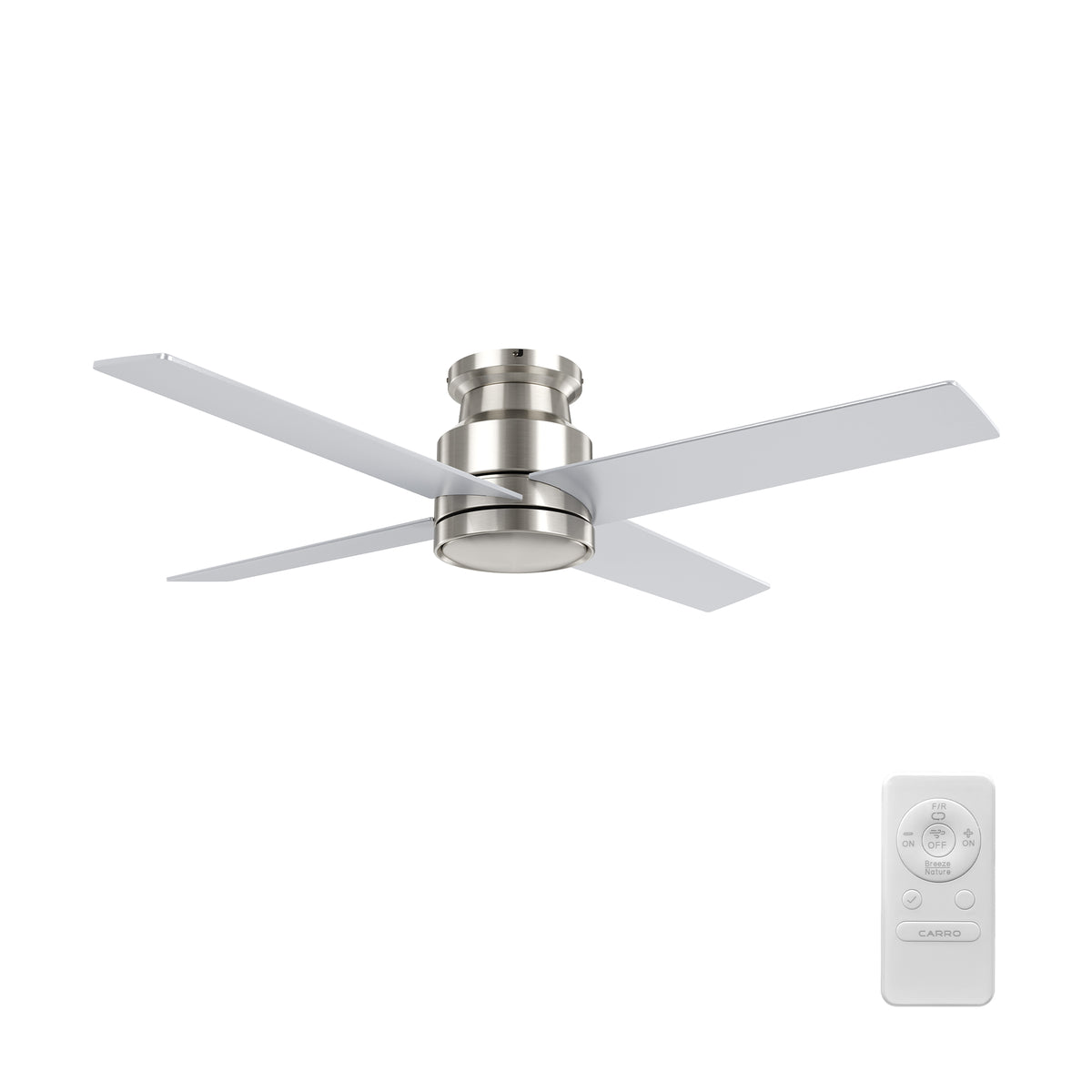 SANTANA 52 inch 4-Blade Flush Mount No Light Ceiling Fan with Remote