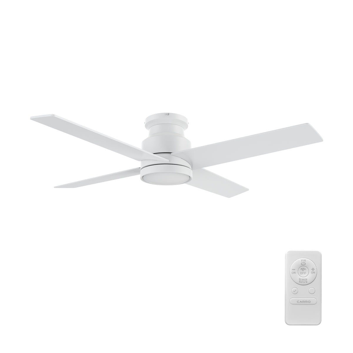 SANTANA 52 inch 4-Blade Flush Mount No Light Ceiling Fan with Remote