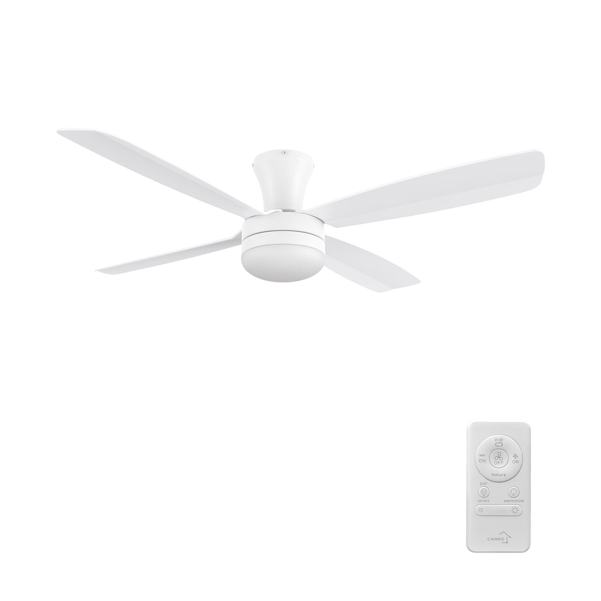 VARA 52 inch 4-Blade Flush Mount Ceiling Fan with LED light & Remote