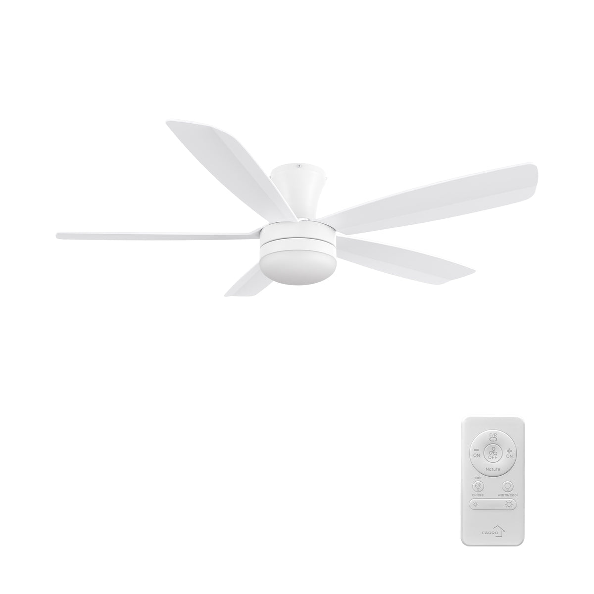 VARA 52 inch 5-Blade Flush Mount Ceiling Fan with LED light & Remote