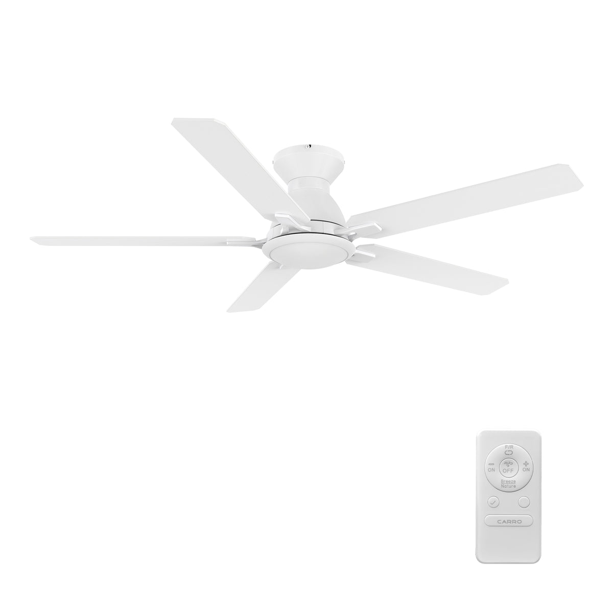 DUNKIRK 52 inch 5-Blade Flush Mount No Light Ceiling Fan with Remote