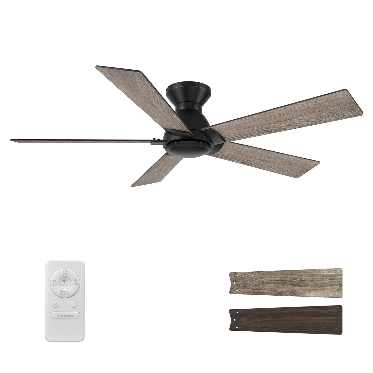 LURGAN 52 inch 5-Blade Flush Mount No Light Ceiling Fan with Remote