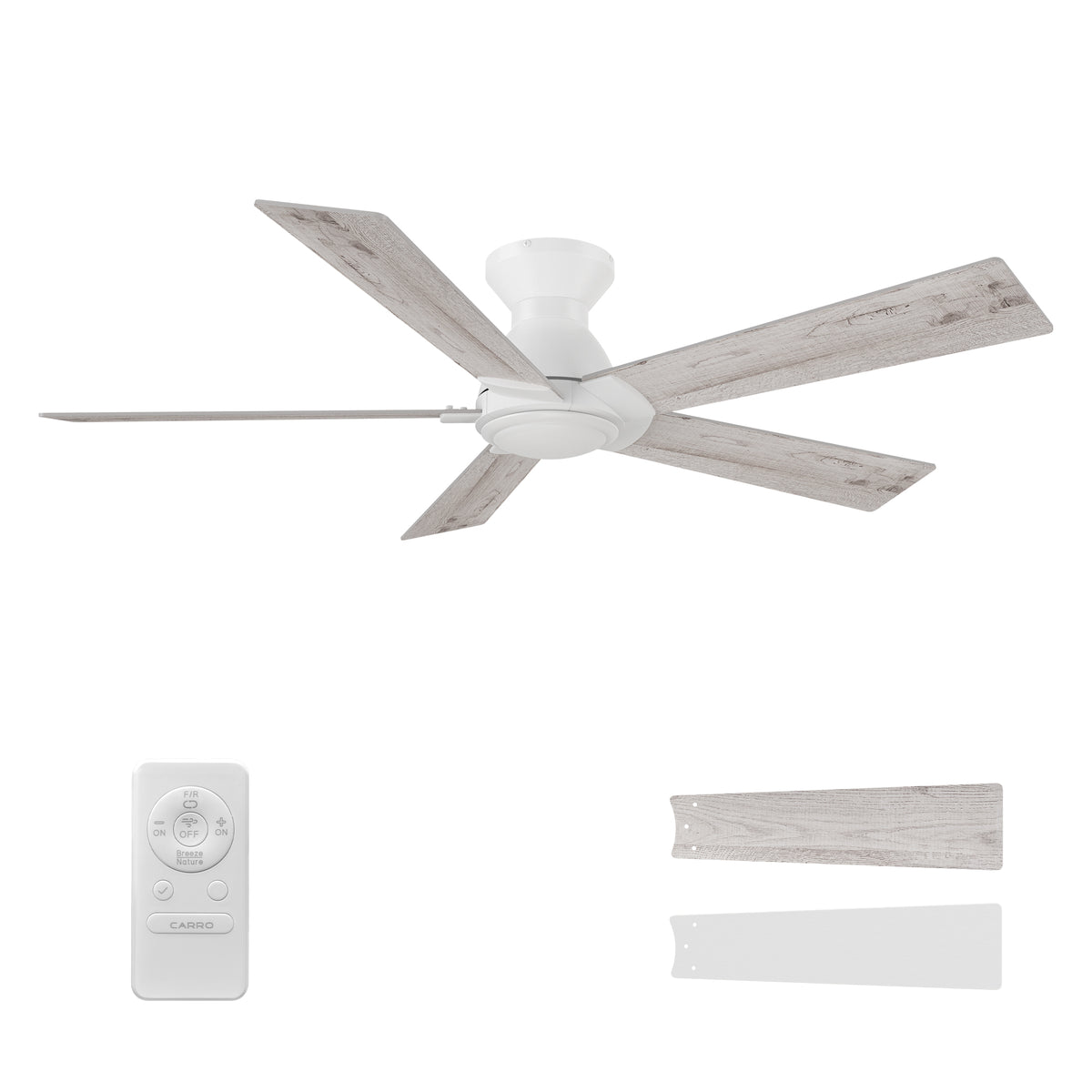 LURGAN 52 inch 5-Blade Flush Mount No Light Ceiling Fan with Remote