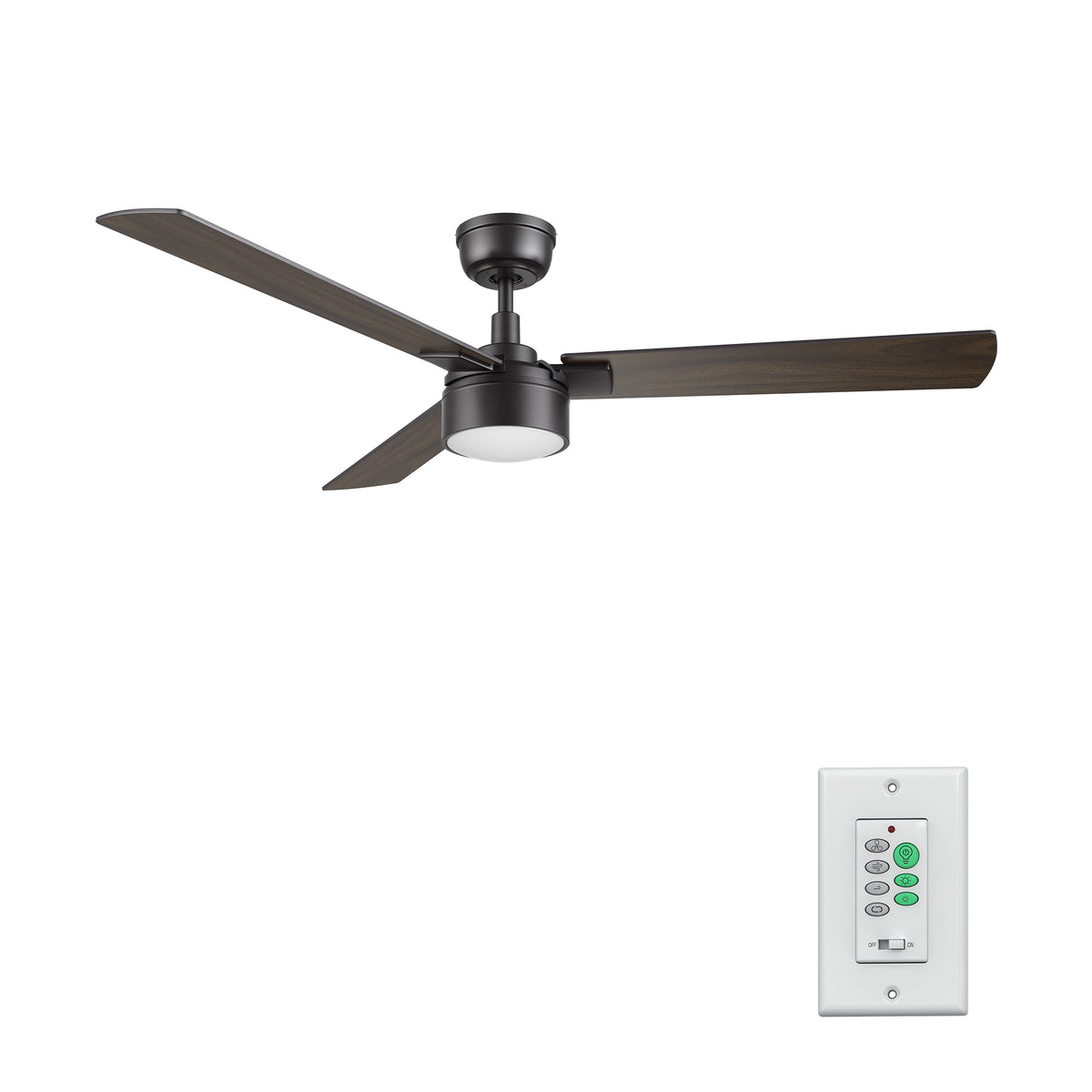 STOCKTON 52 inch 3-Blade Ceiling Fan with LED Light & Wall Control