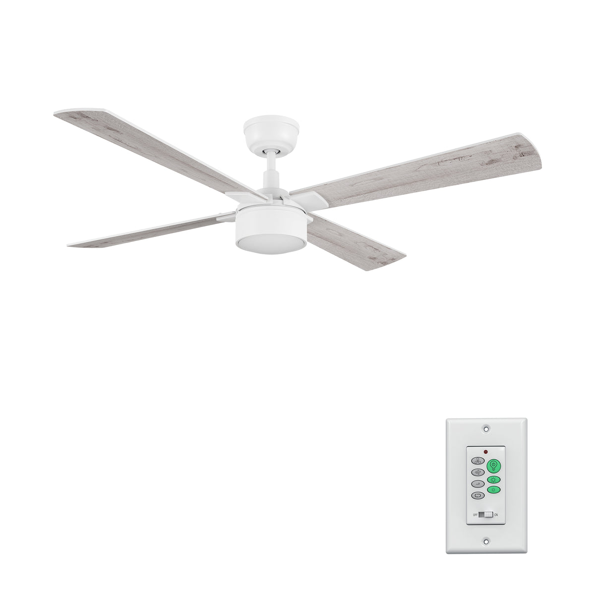 STOCKTON 52 inch 4-Blade Ceiling Fan with LED Light & Wall Control