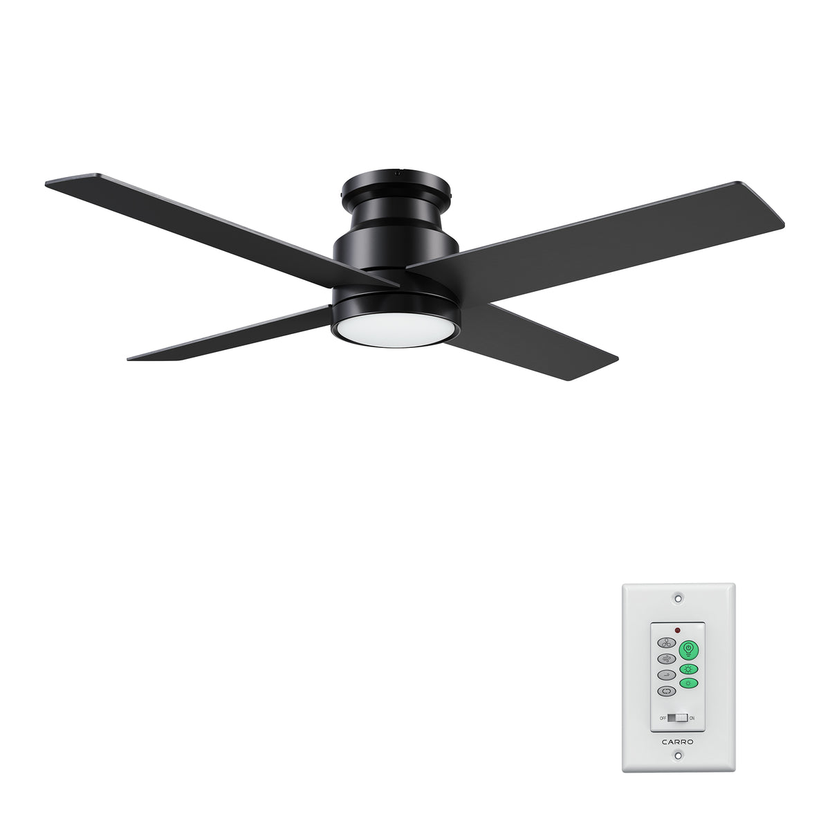 SANTANA 52 inch 4-Blade Flush Mount Ceiling Fan with LED Light & Wall Control