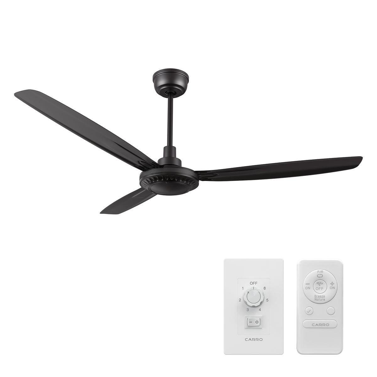 OBERON 56 inch 3-Blade No Light Ceiling Fan with Remote & Wall Control-Z2