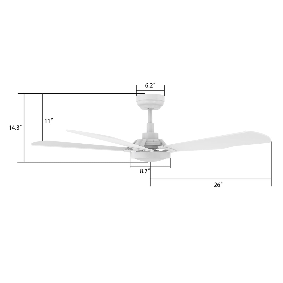 Carro Home BRISA 52 inch 5-Blade Smart Ceiling Fan with LED Light Kit & Remote Control- White/White