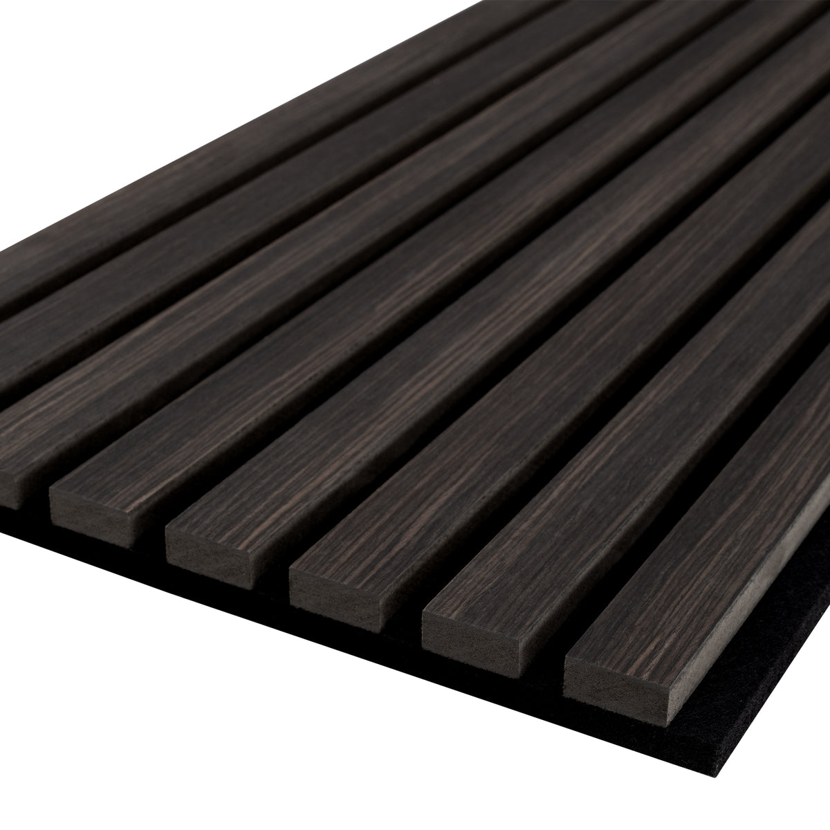 Acoustic Slat Wood Wall Panel - Smoked Walnut & Black Felt