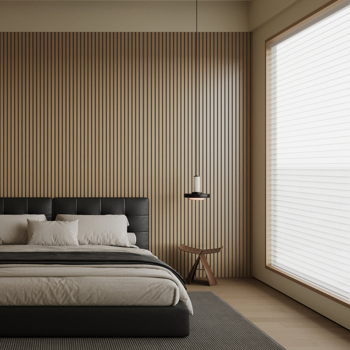 Acoustic Slat Wood Wall Panel - Luxury Oak & Black Felt
