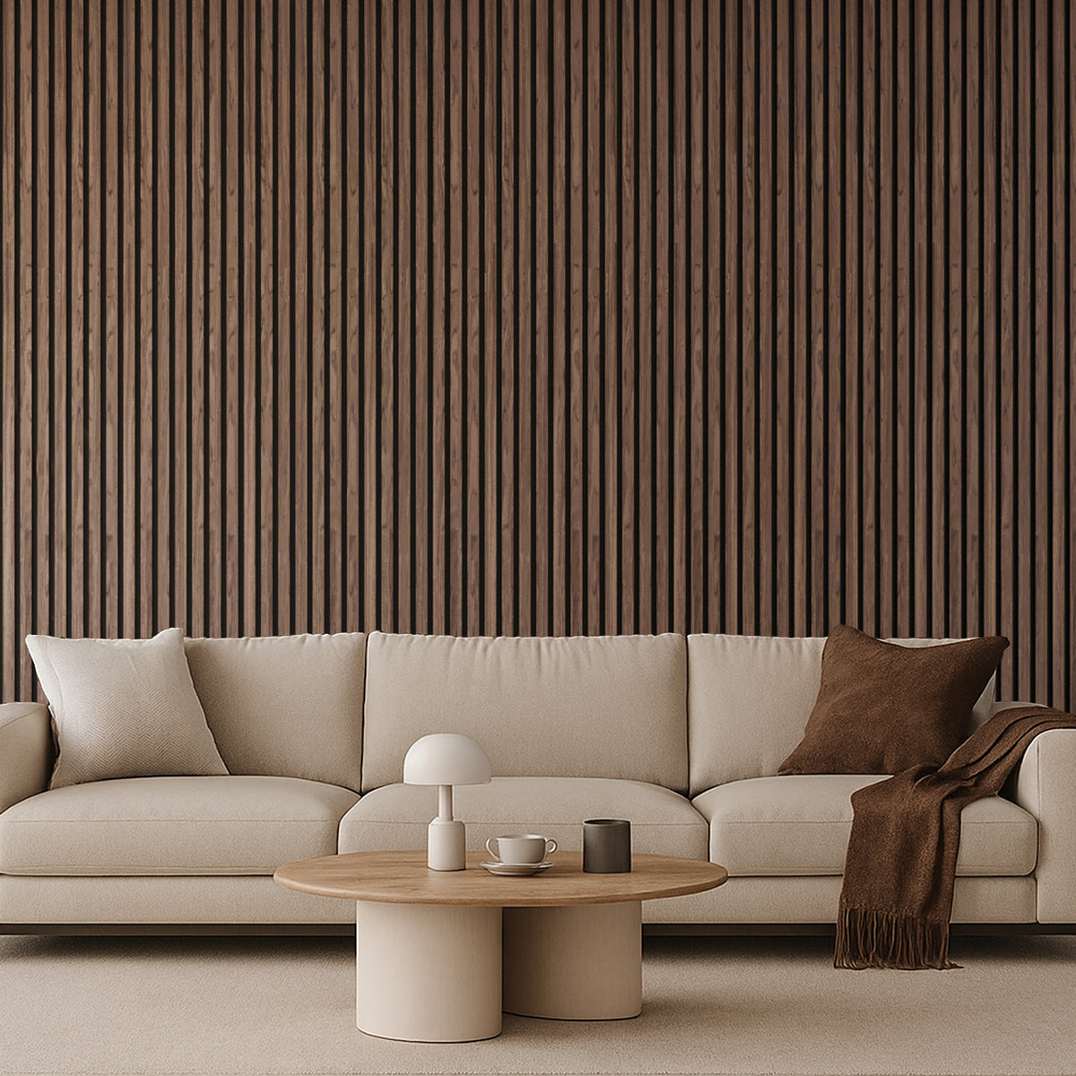 Acoustic Slat Wood Wall Panel - Natural Walnut & Black Felt