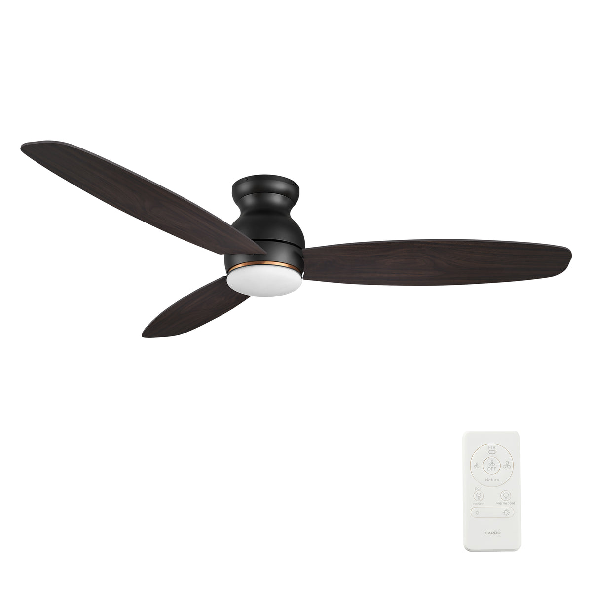 Carro HONITON 60 inch 5-Blade Flush Mount Ceiling Fan with LED Light & Remote Control - Black/Walnut & Barnwood (Reversible Blades)