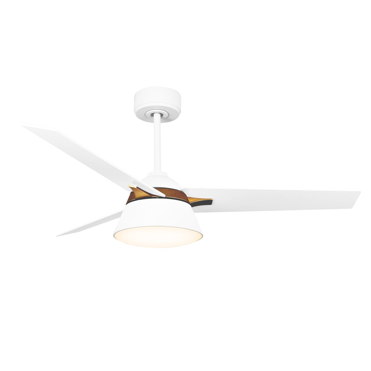 Carro KENORA 48 inch 3-Blade Ceiling Fan with LED Light Kit & Remote Control - White/White (Gold Detail)