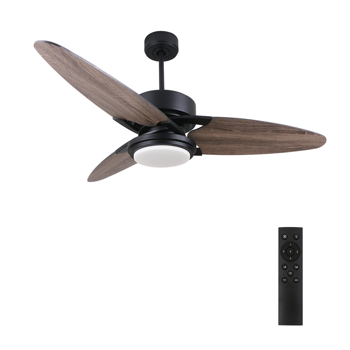 Carro MADDOX 52 inch 3-Blade Ceiling Fan with LED Light Kit & Remote Control - Black/Barnwood