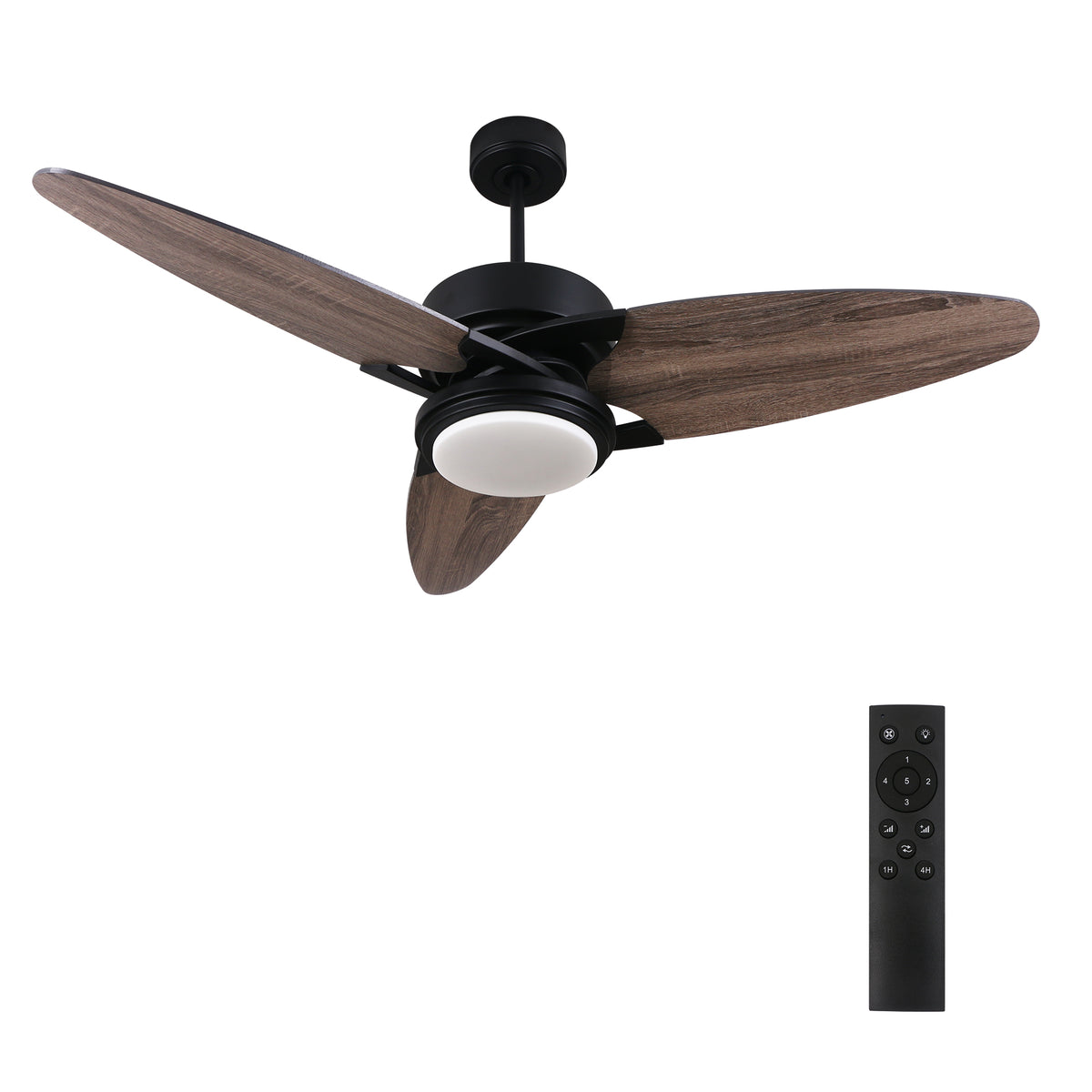 Carro MADDOX 52 inch 3-Blade Ceiling Fan with LED Light Kit & Remote Control - Black/Barnwood