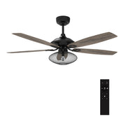 Carro KARSON 52 inch 5-Blade Ceiling Fan with Light & Remote, Vintage Mesh Cage - Black/Wood (Reversible Blades)