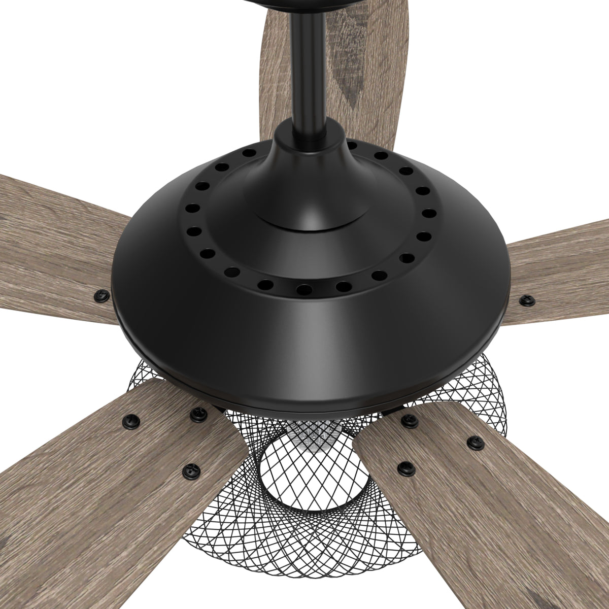 Carro KARSON 52 inch 5-Blade Ceiling Fan with Light & Remote, Vintage Mesh Cage - Black/Wood (Reversible Blades)