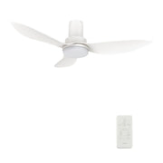 Carro RYNA 36 inch 3-Blade Flush Mount Smart Ceiling Fan with LED Light Kit & Remote- White/White