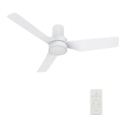 Carro PORTER 44 inch 3-Blade Flush Mount Smart Ceiling Fan with LED Light Kit & Remote- White/White