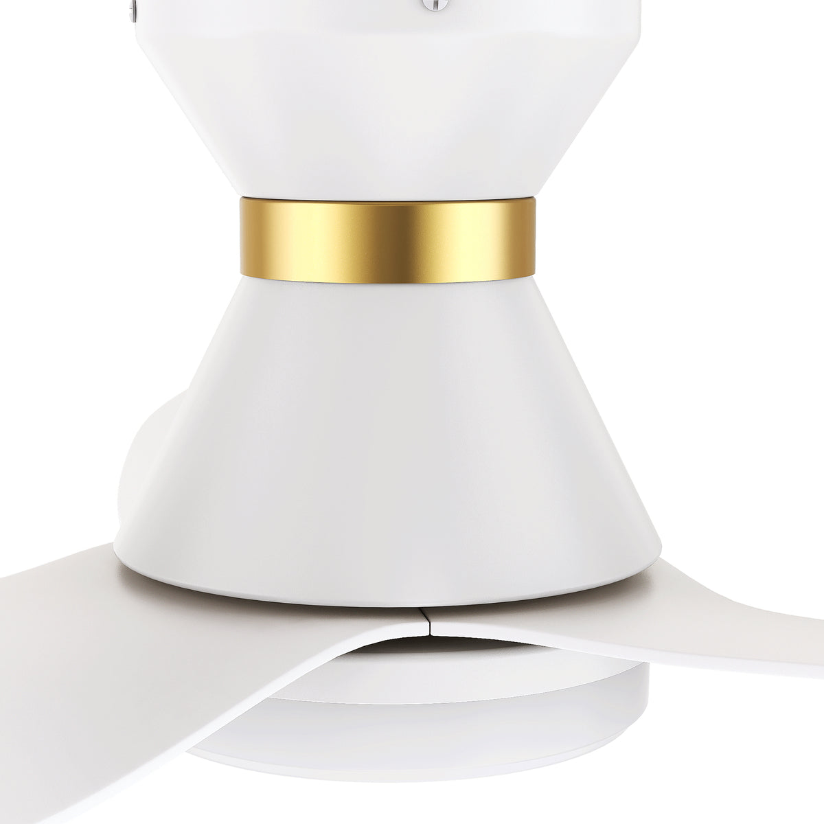 Carro RYATT 45 inch 3-Blade Flush Mount Smart Ceiling Fan with LED Light Kit & Remote- White/White (Gold Detail)