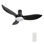 Carro RYNA 45 inch 3-Blade Flush Mount Smart Ceiling Fan with LED Light Kit & Remote- Black/Black