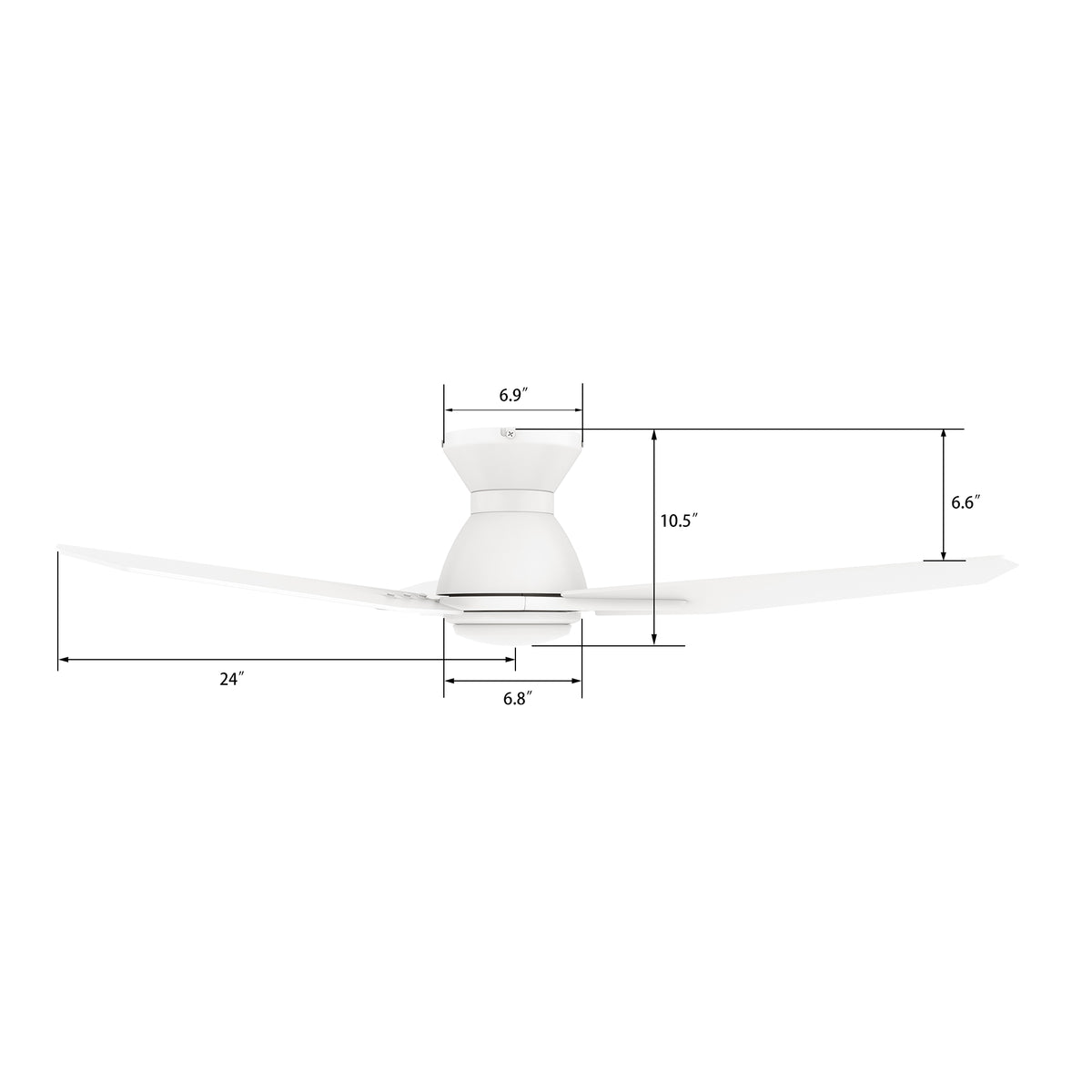 Carro CALEN 48 inch 3-Blade Flush Mount Smart Ceiling Fan with LED Light Kit & Remote Control- White/White
