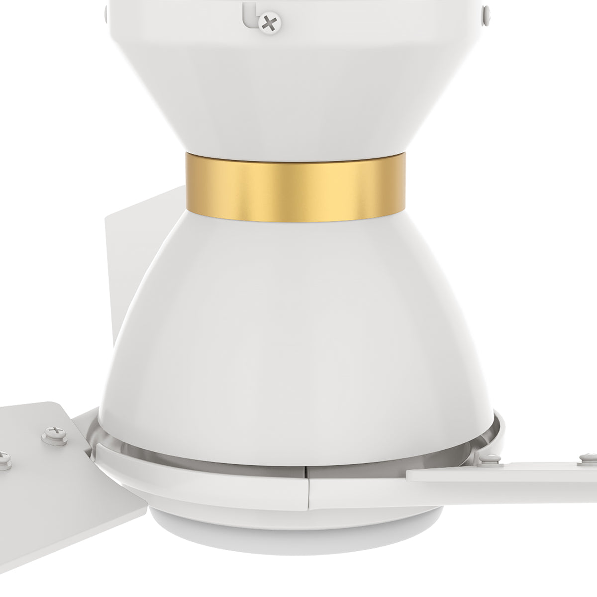 Carro CALEN 48 inch 3-Blade Flush Mount Smart Ceiling Fan with LED Light Kit & Remote Control- White/White (Gold Detail)