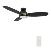 Carro FREMONT 48 inch 3-Blade Flush Mount Smart Ceiling Fan with LED Light Kit & Remote- Black/Black