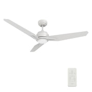 CALEN 52 inch 3-Blade Smart Ceiling Fan with LED Light Kit & Remote Control- White/White