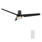 Carro USA BOISE 52 inch 3-Blade Flush Mount Smart Ceiling Fan with LED Light Kit & Remote - Black/Black(Gold Detail)