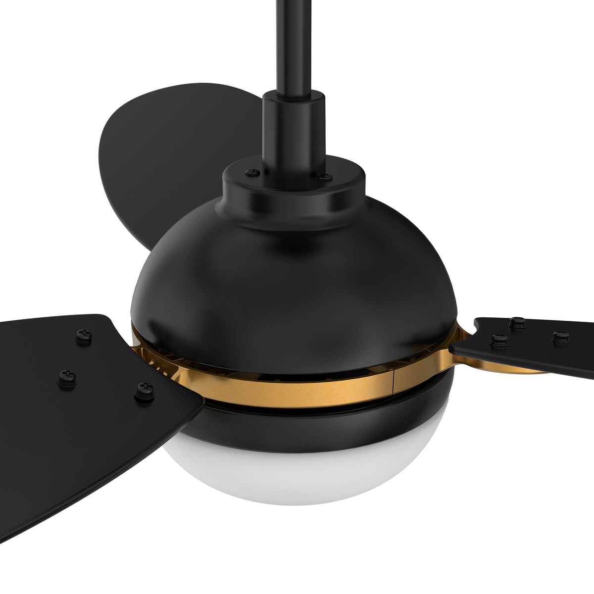 Carro PEARLA 52 inch 3-Blade Smart Ceiling Fan with LED Light Kit & Remote Control- Black/Black (Gold Details)