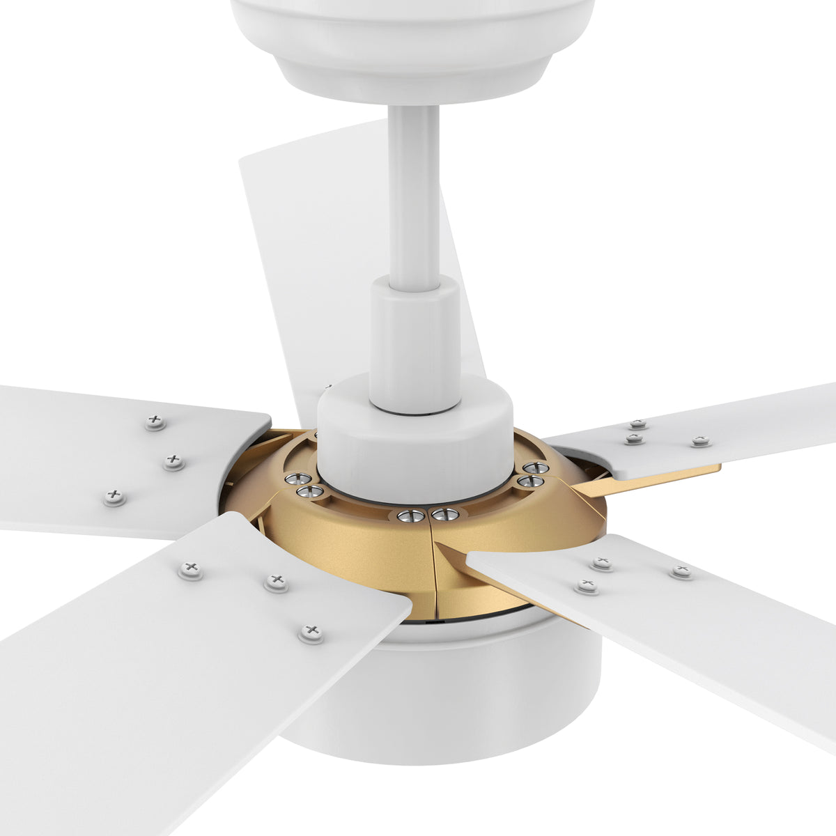 Carro STOCKTON 52 inch 5-Blade Smart Ceiling Fan with LED Light Kit & Remote Control- White/White (Gold Details)
