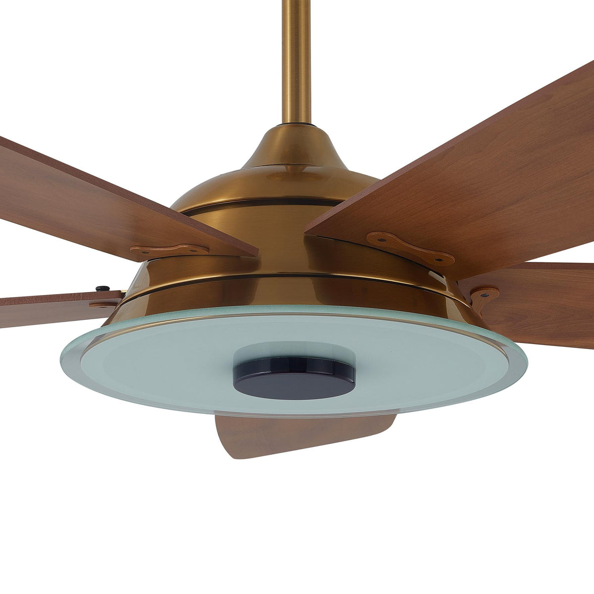 Carro USA JOURNEY 52 inch 5-Blade Smart Ceiling Fan with LED Light Kit & Remote - Gold/Wood Grain fan blades