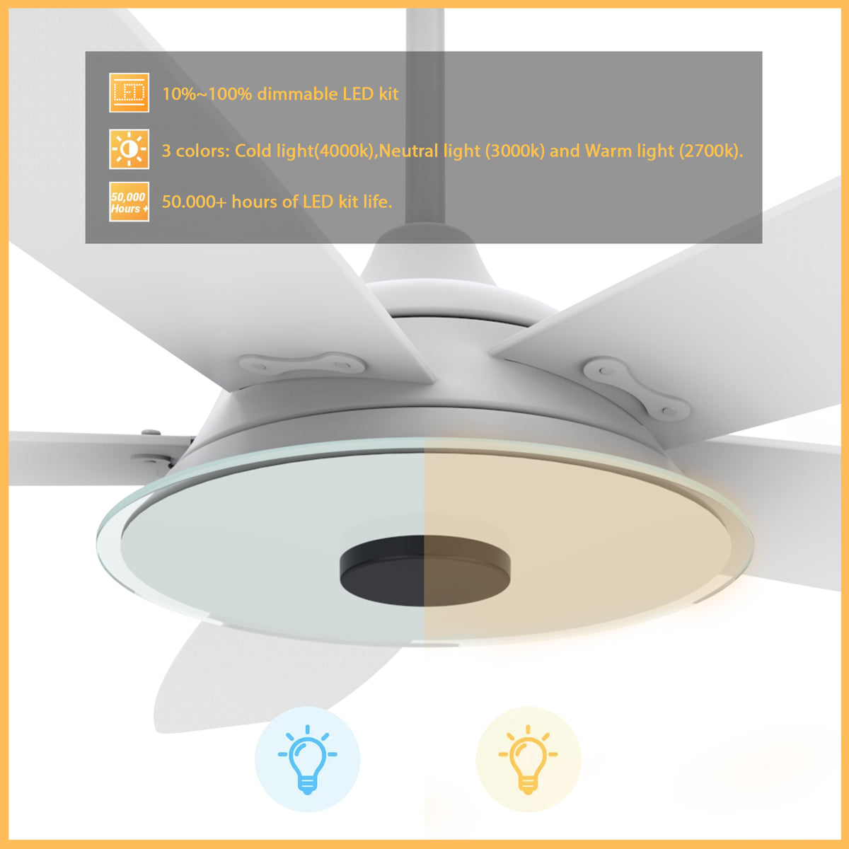 Carro Home JOURNEY 56 inch 5-Blade Smart Ceiling Fan with LED Light Kit & Remote - White/White Fan Blades