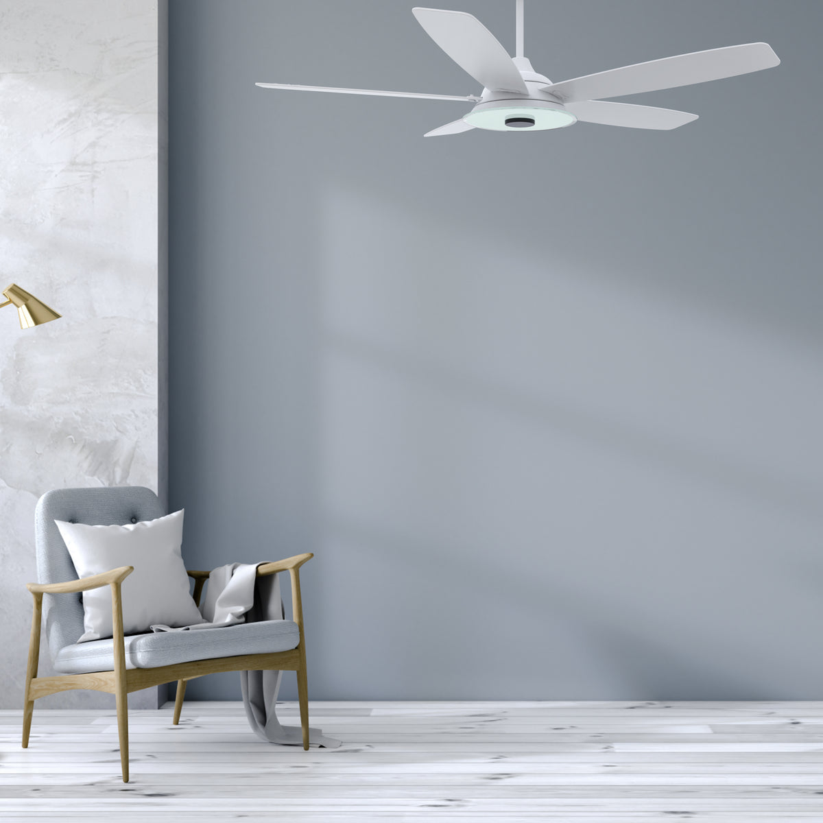 Carro Home JOURNEY 56 inch 5-Blade Smart Ceiling Fan with LED Light Kit & Remote - White/White Fan Blades