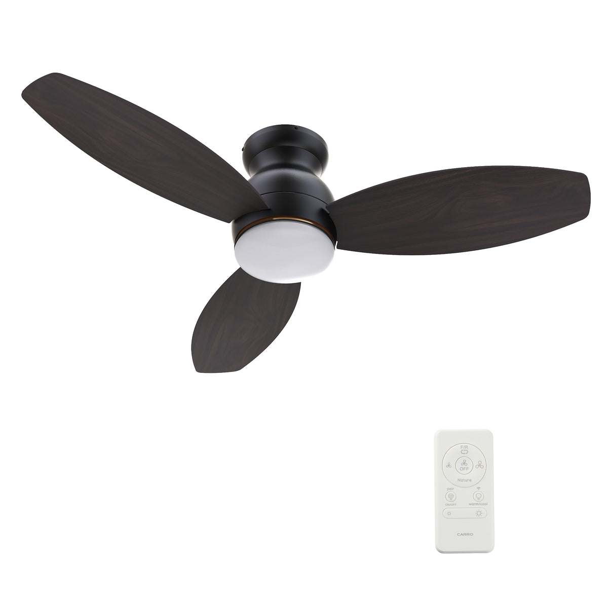 Carro TRENTO 60 inch 3-Blade Smart Ceiling Fan with LED Light Kit & Remote- Black/Walnut & Light Wood (Reversible Blades)