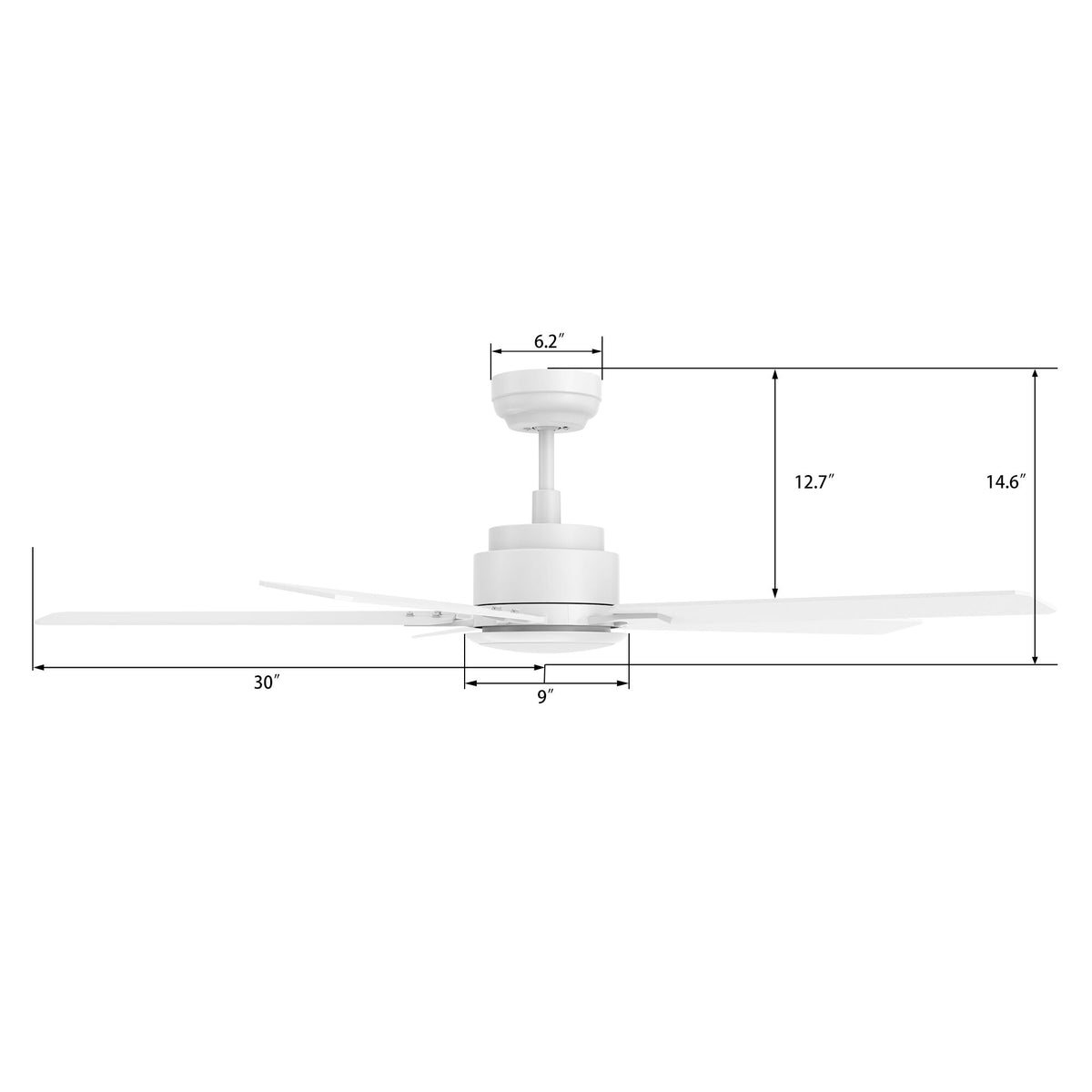 Carro Home ESPEAR 60 inch 5-Blade Smart Ceiling Fan with LED Light Kit & Remote - White/White