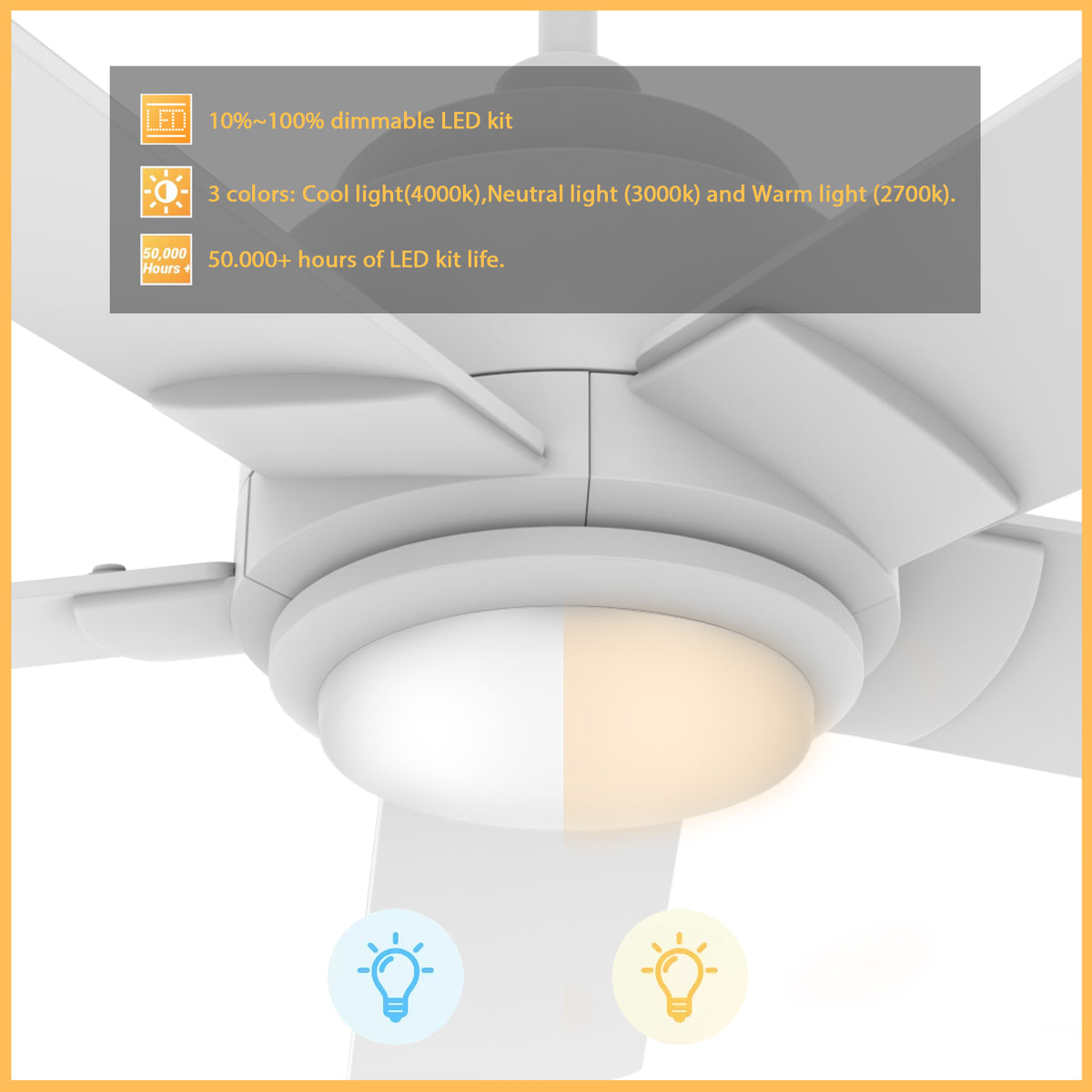 Carro ASCENDER 60 inch 5-Blade Smart Ceiling Fan with LED Light & Remote Control - White/White