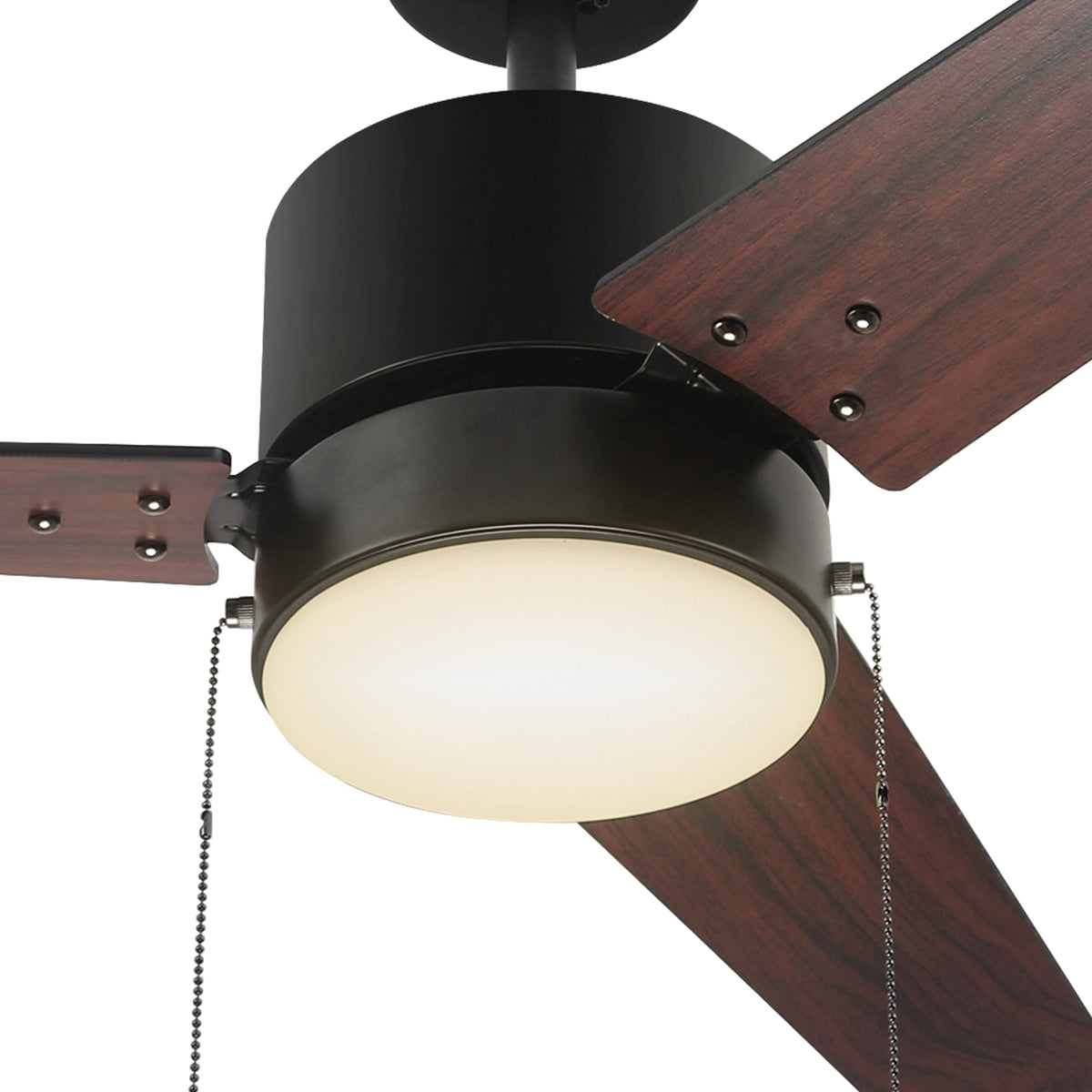 Carro USA EMPIRE 52 inch 3-Blade Ceiling Fan with Pull Chain - Black/Black & Cherrywood (Reversible Blades)