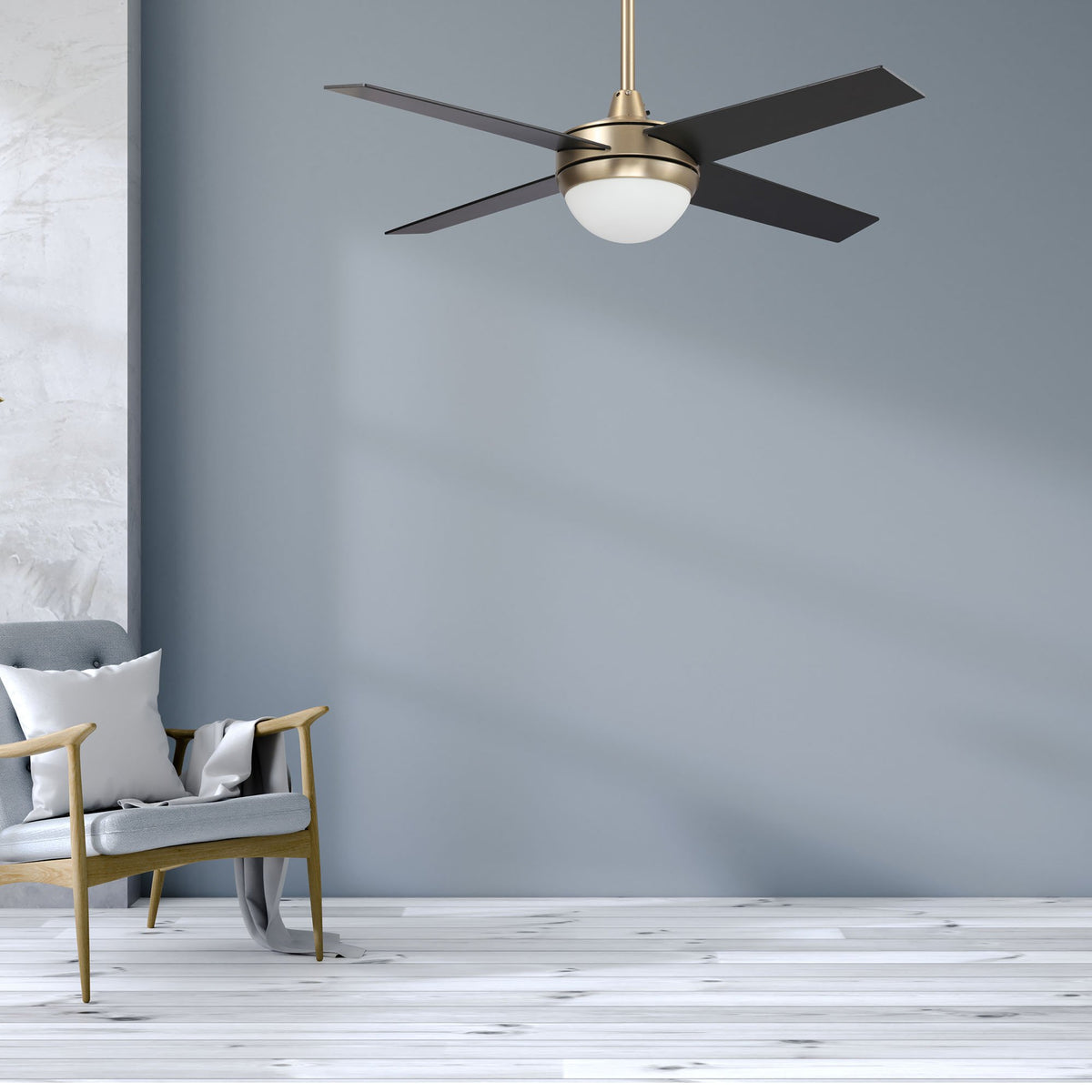 Carro NEVA 52 inch 4-Blade Smart Ceiling Fan with LED Light Kit & Smart Wall Switch - Gold/Black