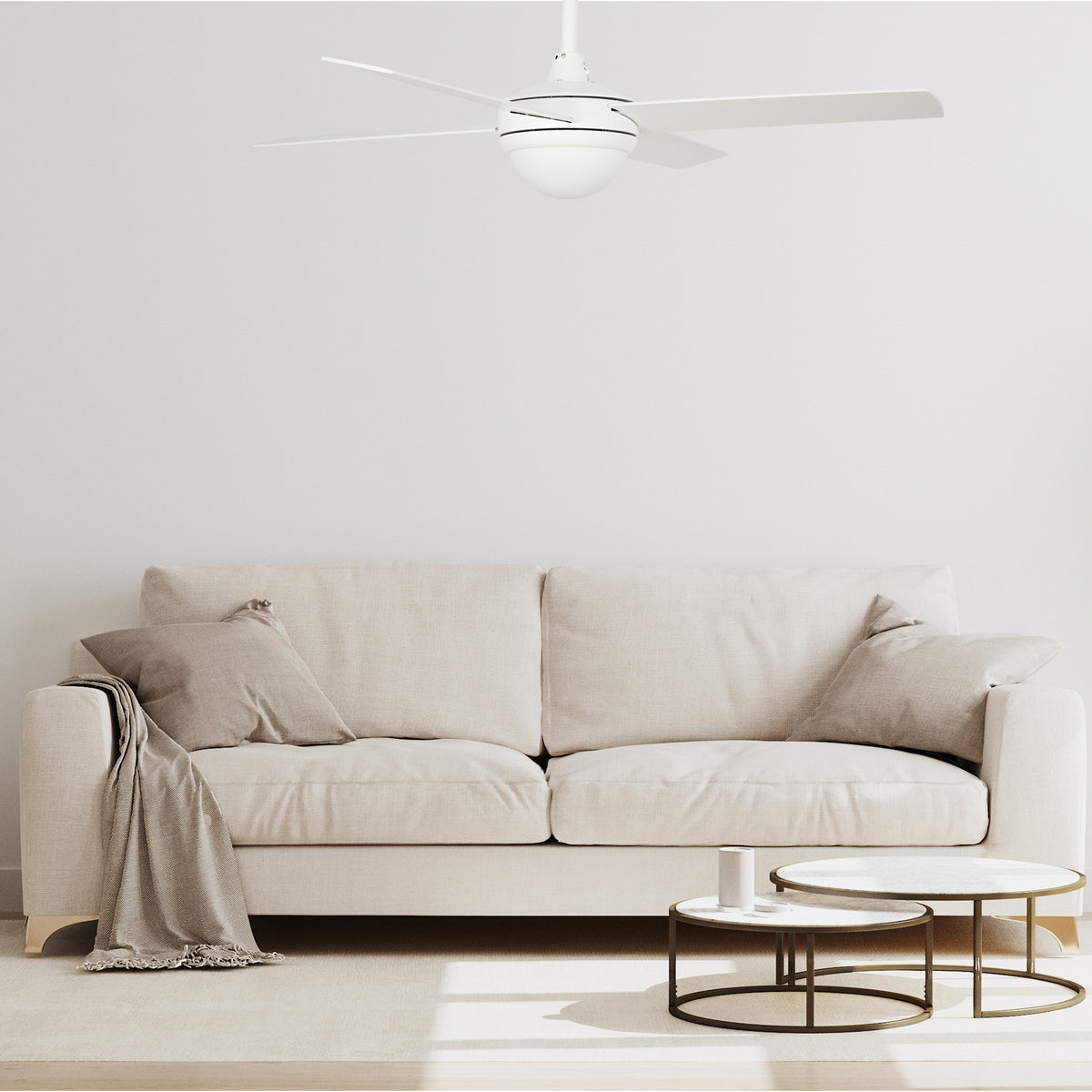 Carro NEVA 52 inch 4-Blade Smart Ceiling Fan with LED Light Kit & Smart Wall Switch - White/White